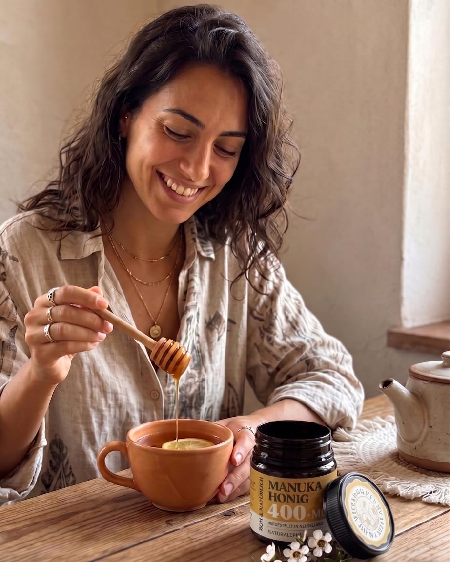 NaturalePiù Manuka Honig 400+MGO Laborgeprüft Neuseeland | 500g. Manuka-Honig aus Neuseeland, laborgeprüft auf Methylglyoxal, für Tee, Toast und Joghurt.
