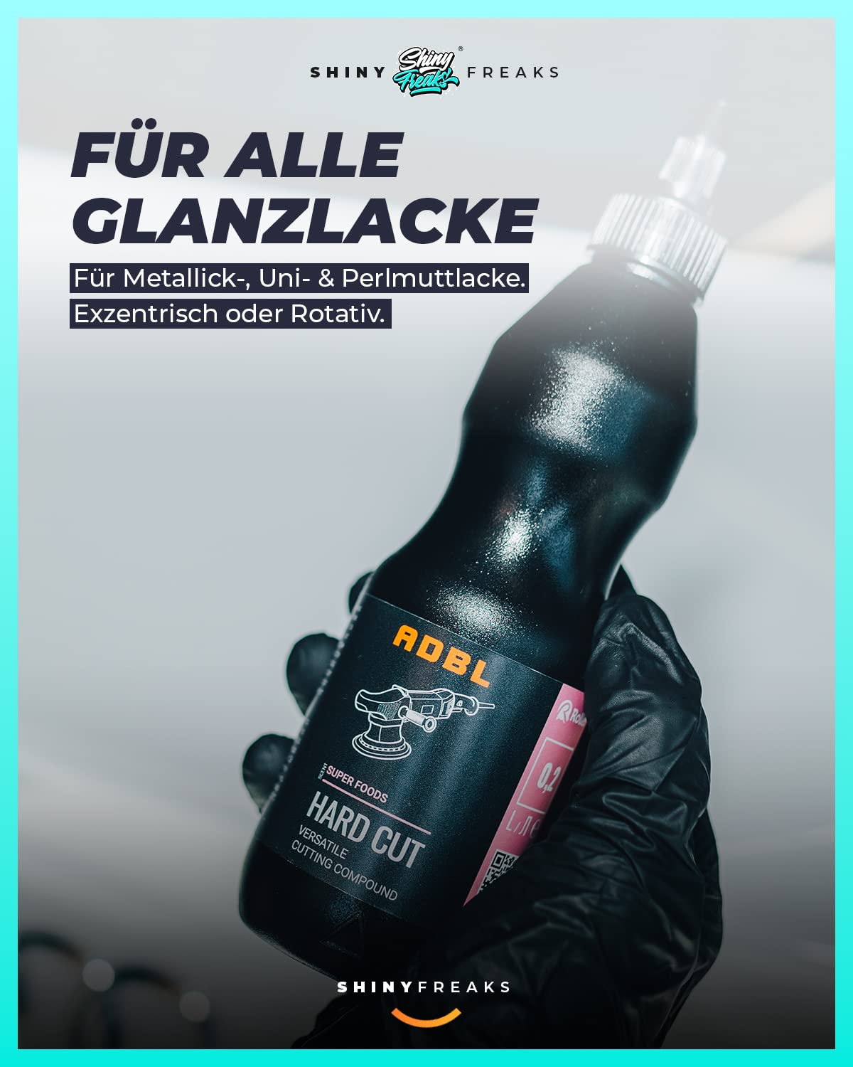 Autopolitur Set: ADBL Hard Cut Schleifpolitur (1L) - Zur Beseitigung von tiefen Kratzern - Für alle Lacke - Exzenter oder Rotation - Auto polieren, Politur, Schleifpaste | 6-teilig