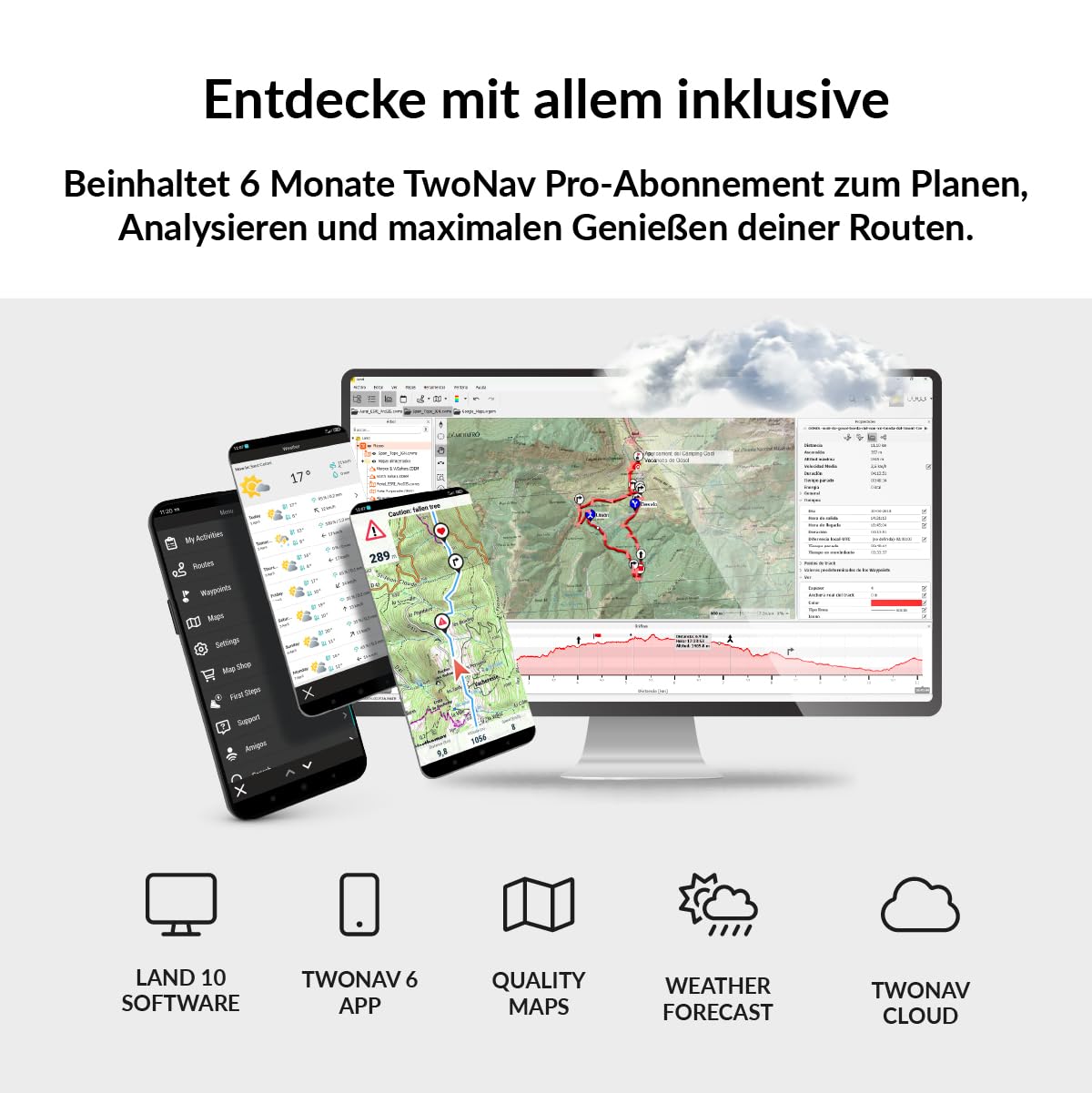 TwoNav Cross Plus (64 GB) + Karte Full Deutchland BKG Topo 1:25000 installiert, Outdoor GPS mit 3,2-Zoll-Bildschirm für MTB, Fahrrad, Trekking, Wandern oder Navigation
