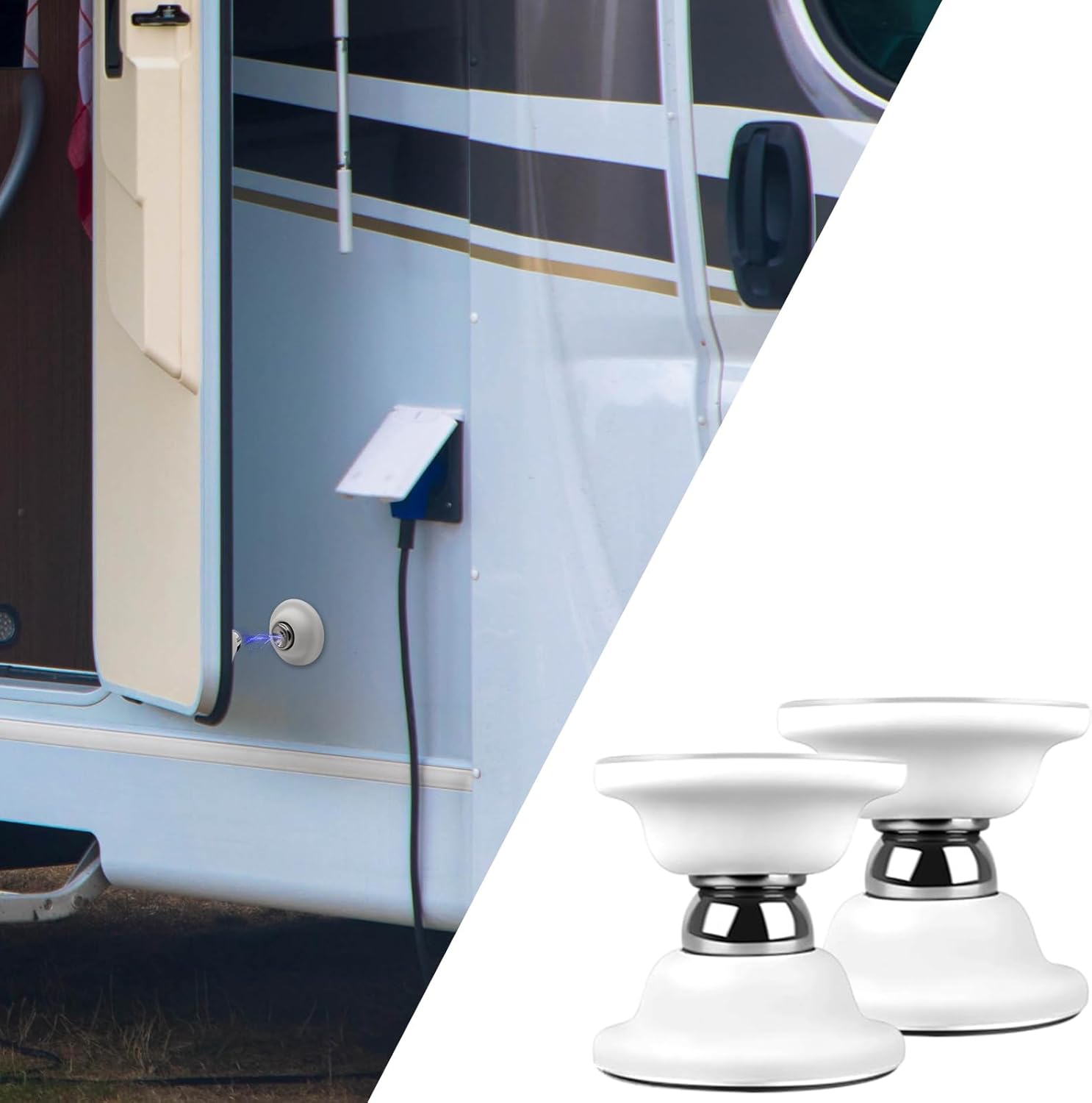 SUNCARACCL RV Magnetic Door Holder Baggage Door Catch Camper Door Stopper to Hold Door Open for RV, Travel Trailer, Motor Home, Cargo Trailer (White,2 Pack)