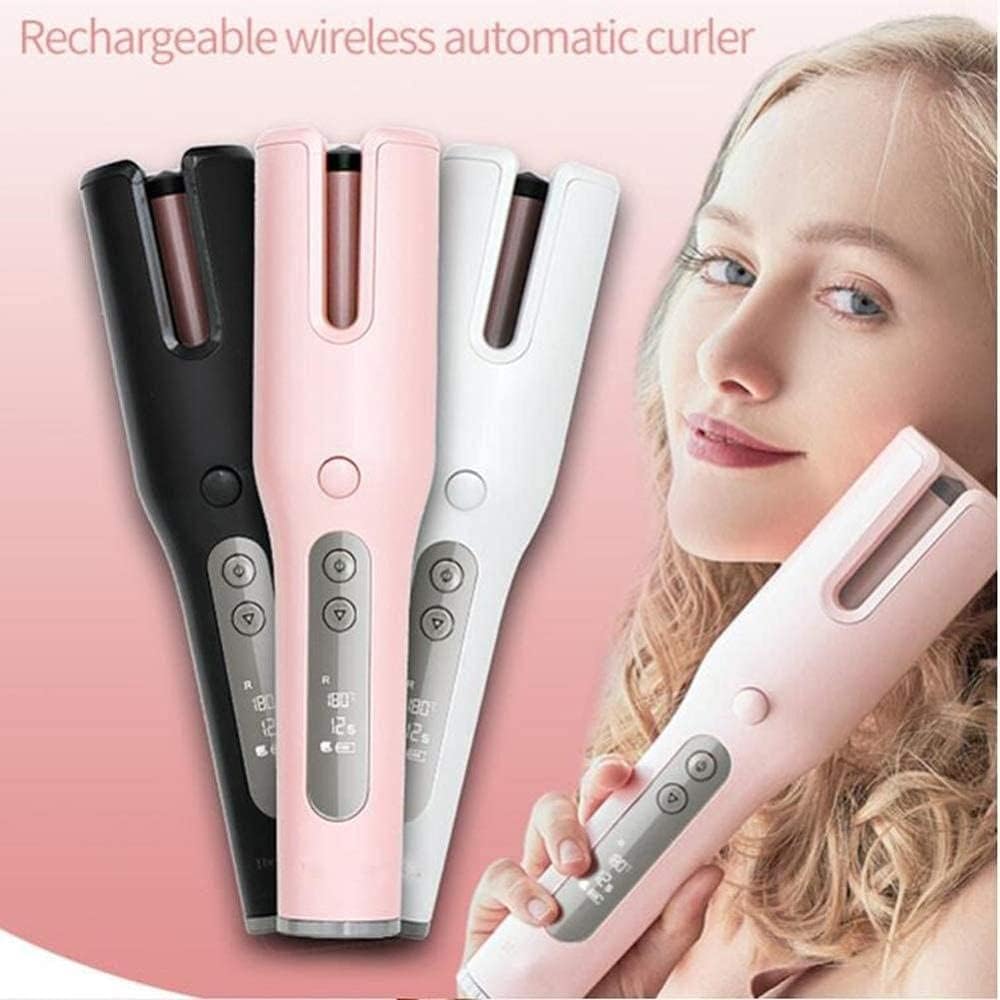 Rizador automático inalámbrico, rizador inalámbrico, Pantalla LCD, rizador de Aire Recargable por USB, Adecuado para rizar Cabello Ondulado, rizador de cerámic