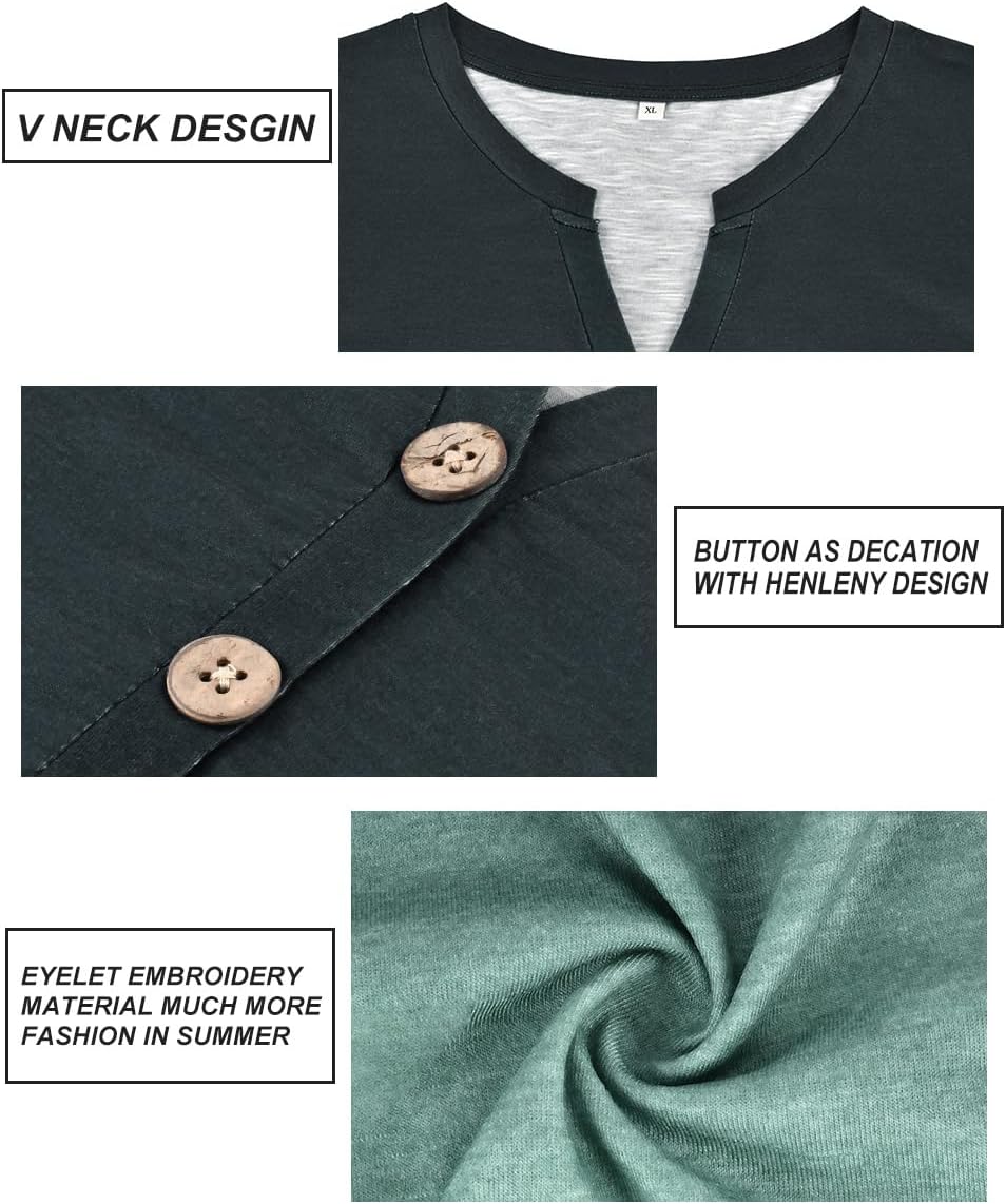 RITERA Plus Size Tops for Women V Neck Button Up Short Sleeve Henley Tshirt Casual Blouse Pullover Basic 12W 14W XL-5XL - Image 5