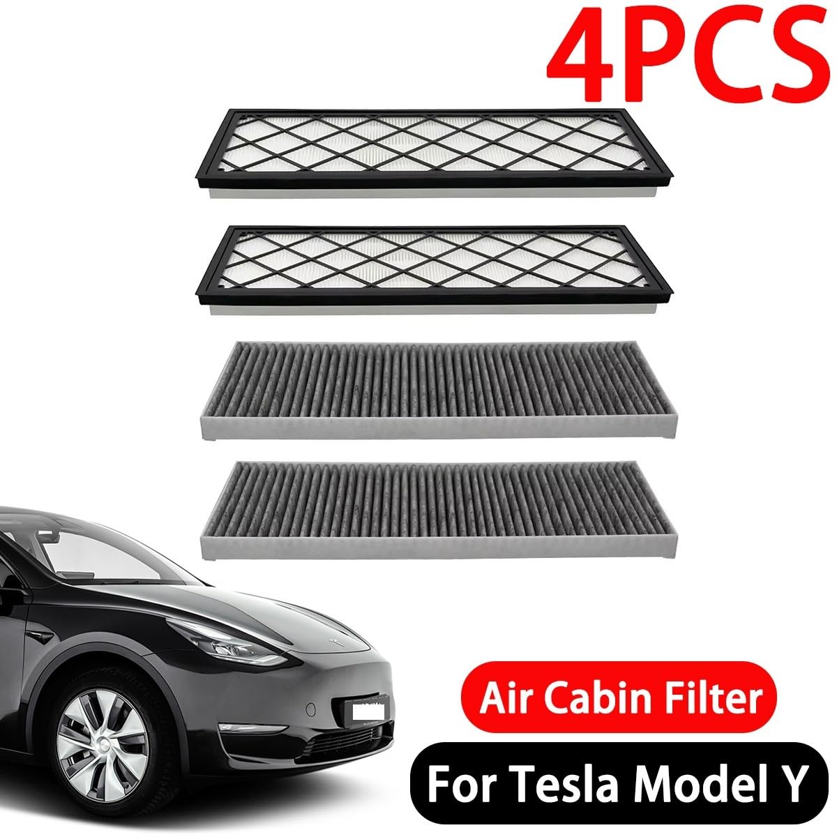 filtro habitáculo Ajuste para el modelo Y 2020-2024 cartucho de filtro de carbón activado blanco 4 Uds filtro de aire de cabina adecuado tapa filtro cabina