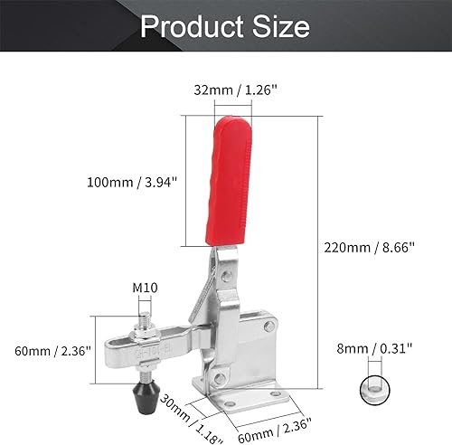 Miniatura 2 de Utoolmart Abrazadera de palanca vertical de la herramienta de mano GH-101-EL Abrazadera de liberación rápida 793.7 lbs Capacidad de retención 1 PC