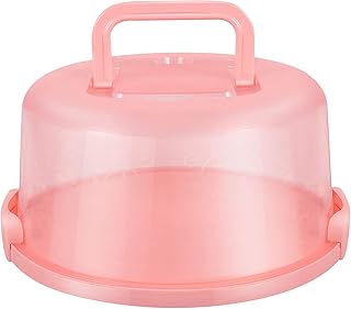 Cabilock Cake Stand Round Cake Carrier with Handle Dome Lids Dessert Carrier Handy Cupcake Holder Tray Clear Plastic Cake Pie Container Cake Box Serving Tray (Pink) Cake Holder