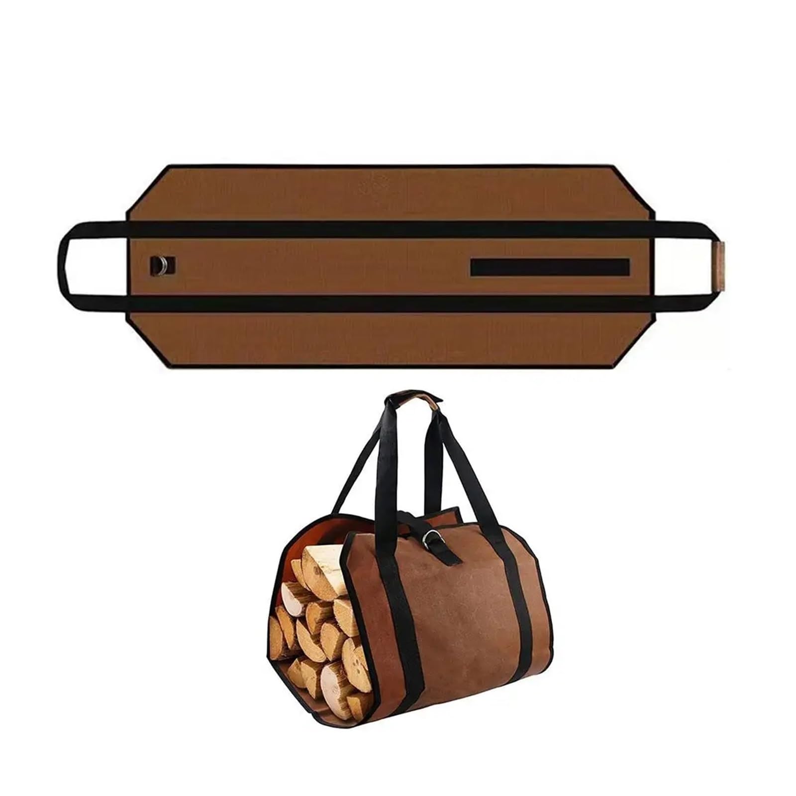 2pcs Firewood Carrier Storage Bag Large Capacity Oxford Cloth Scratch-resistant Wood Log Tote Outdoor Organizer For Wood(Brown)