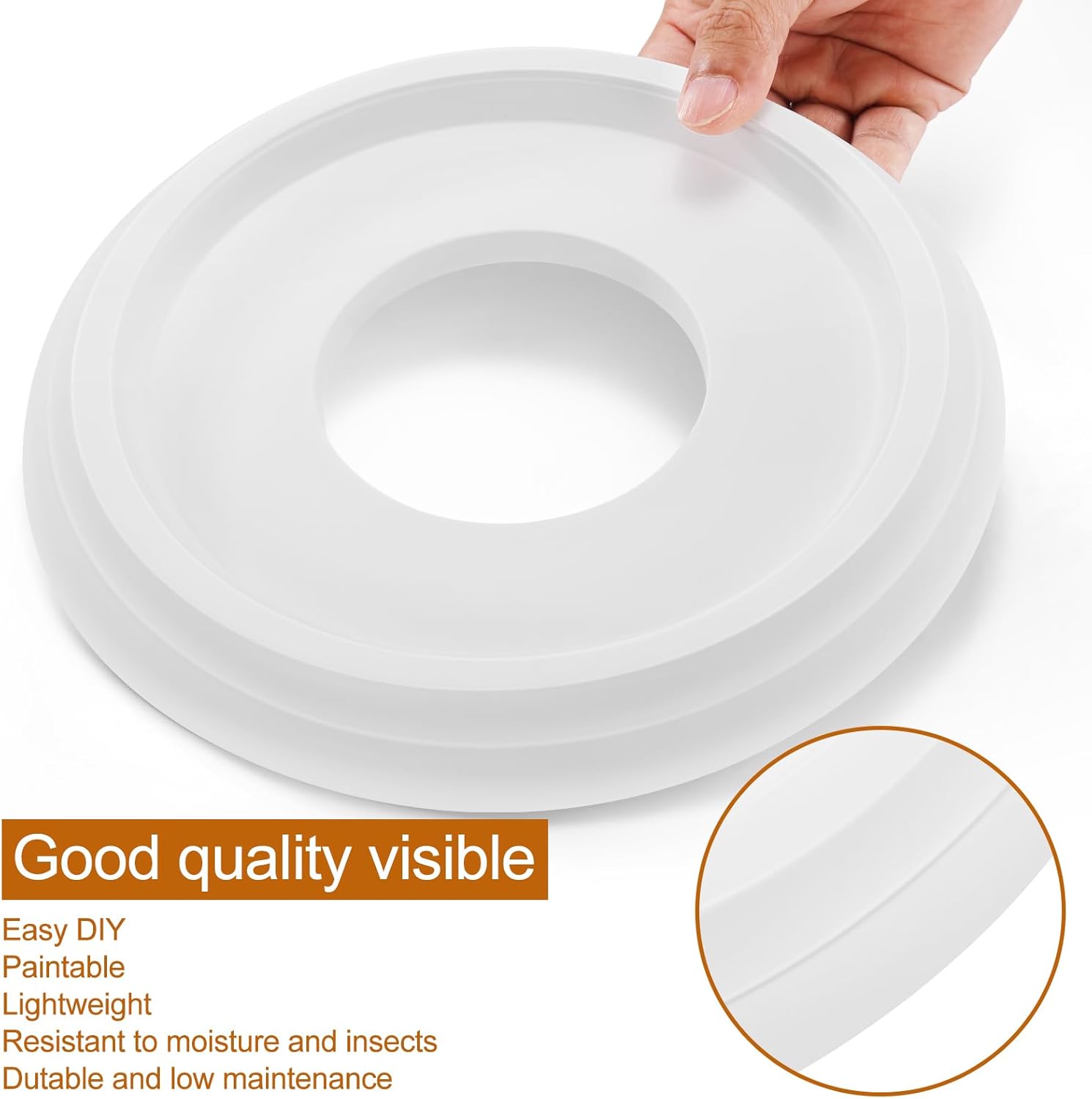 Matte White Polyurethane Round Ceiling Medallion Set