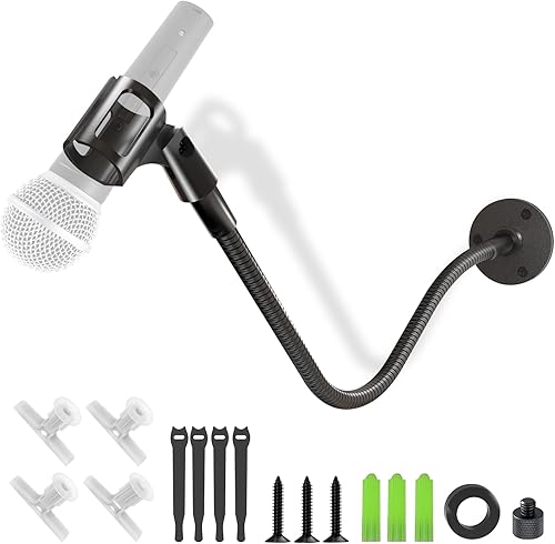 Soporte de micrófono de cuello de cisne  Podio de 19 pulgadas y soporte para micrófono de pared, soporte ajustable de alta resistencia para