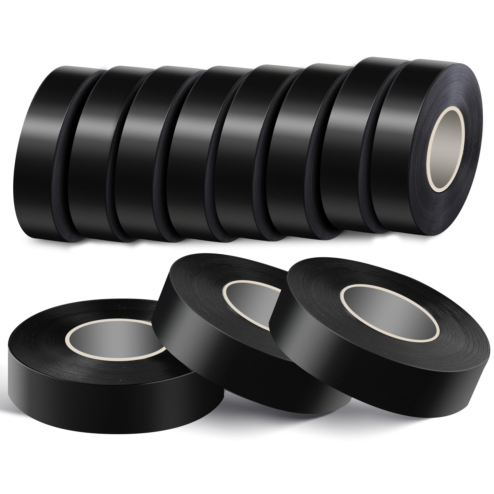 Nastro elettrico nero, confezione da 12, 19 mm x 20 m, rotolo da 0,13 mm | Nastro elettrico ad alta temperatura impermeabile, cavo d'isolamento ignifugo per uso all'aperto domestico