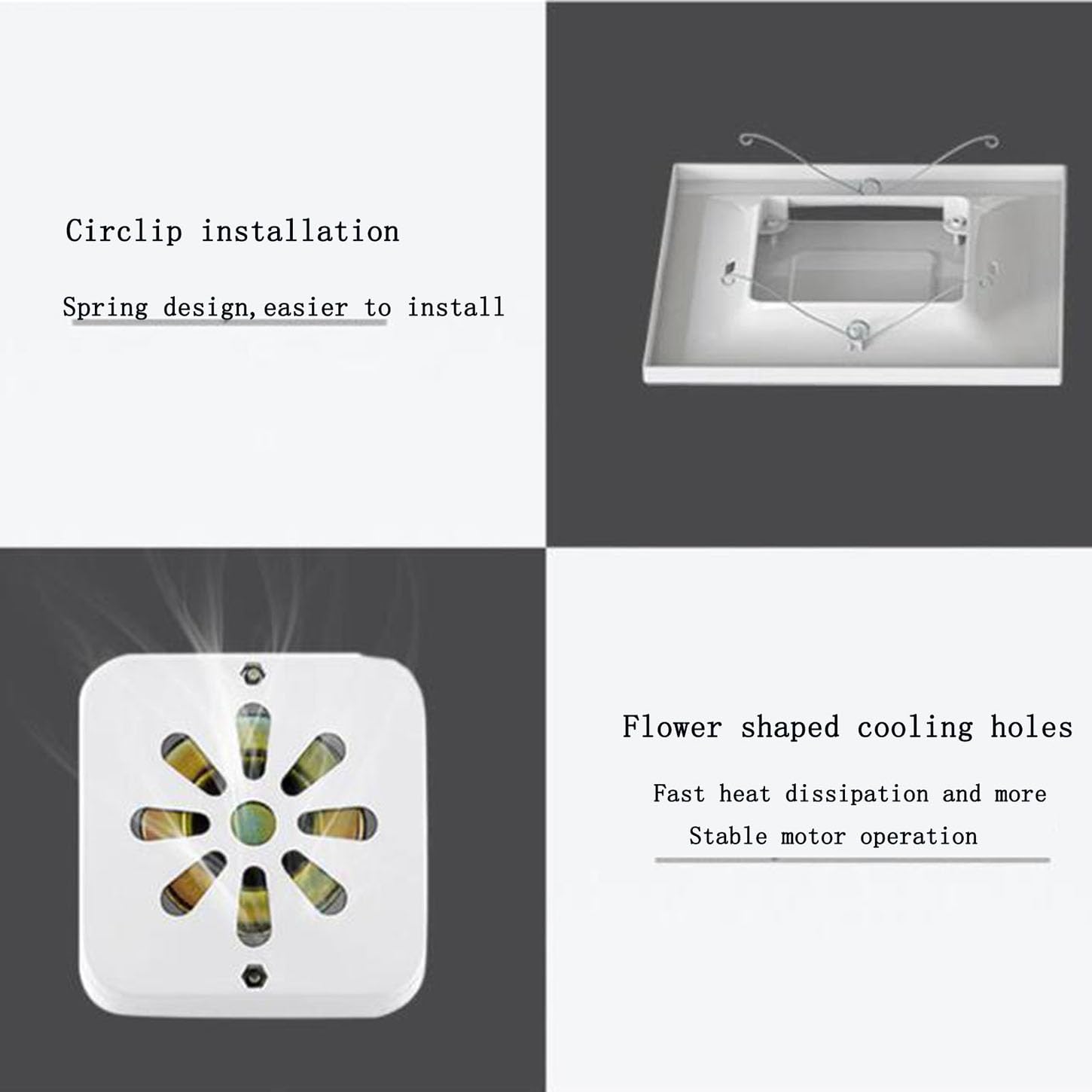 Extractor de Aire para baño, Extractor de Aire Cuadrado Blanco, Extractor de Aire para Cocina de 220 V con Pieza de Bloqueo de Viento, Protector térmico Incorporado, para baño, Hog