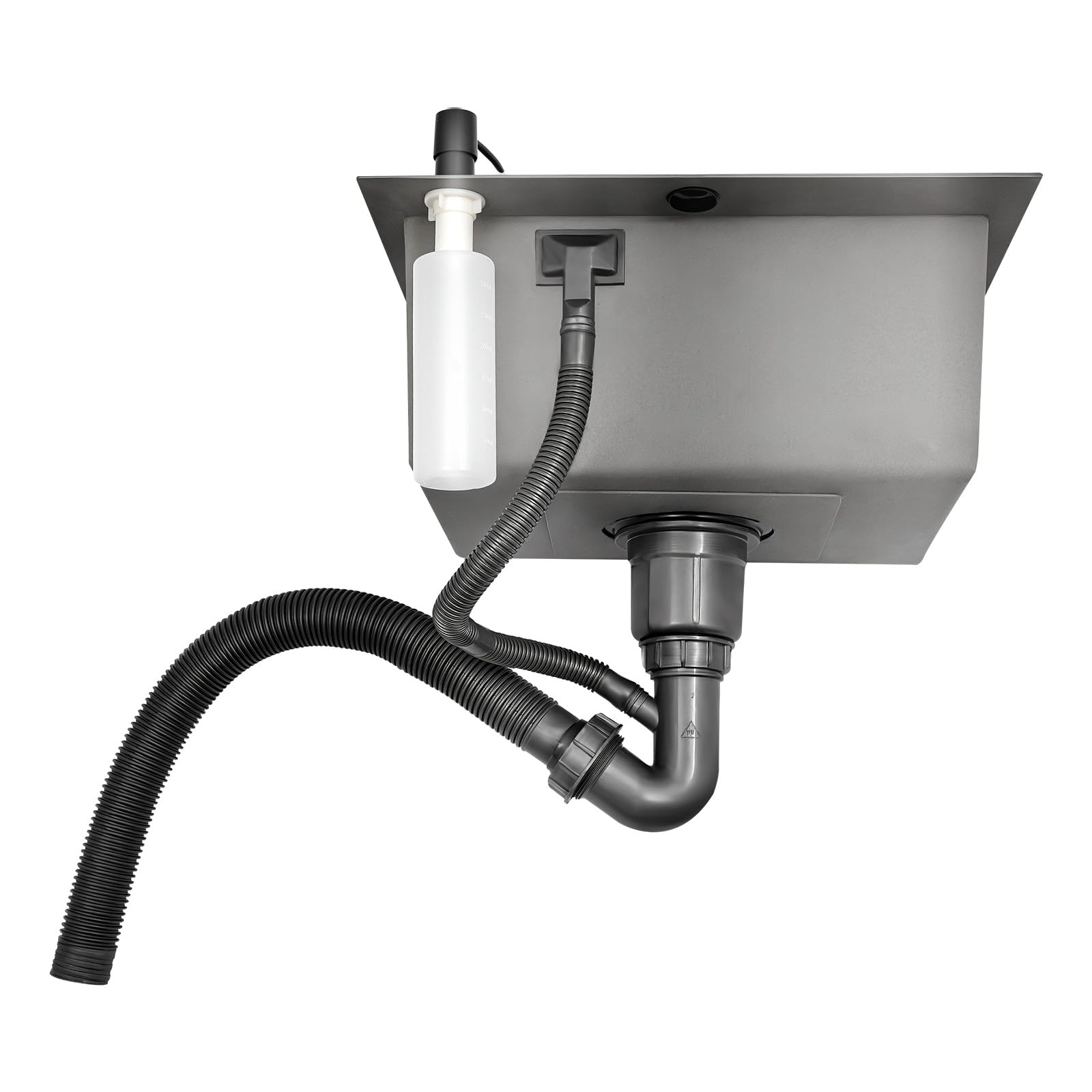 Fregadero de cocina de acero inoxidable 201 con nanorrevestimiento, gran capacidad 41 x 30,5 cm, 3 tipos de montaje, tubo de desagüe en V, antiolor, negro, resistente y duradero para cocinas modernas