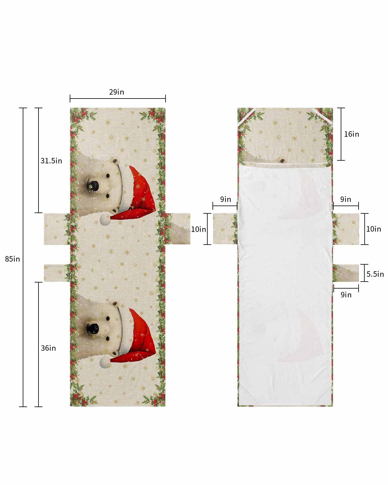 Christmas Bear Beach Lounge Chair Towel Cover, Soft Chaise Lounge Towel with Side Pockets Patio Pool Chairs Cover for Beach/Pool Sunbathing 29x85 Xmas Winter Snowflake Berry Rustic