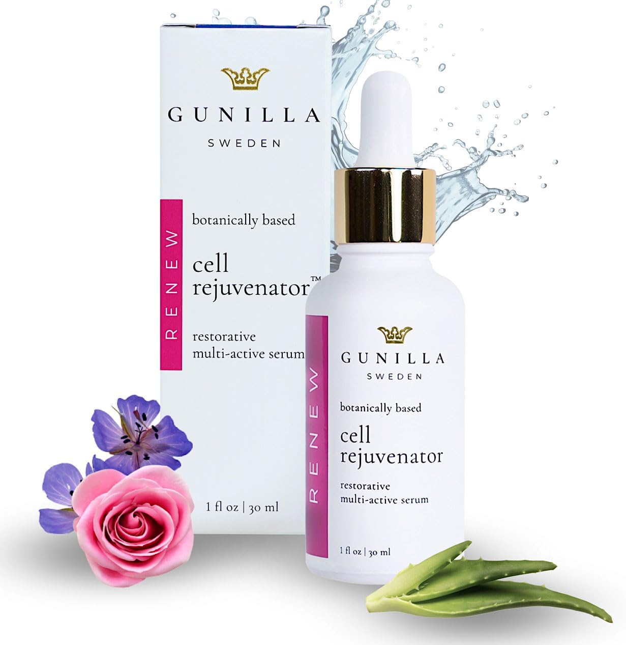 - GUNILLA Cell Rejuvenator Serum | Anti-Aging Anti Wrinkle Hydrating Facial Serum for Fine Lines, Dark Spots with Organic Aloe Vera, Collagen, Elastin, Keratin, Vitamin C, Ginseng | 1 oz