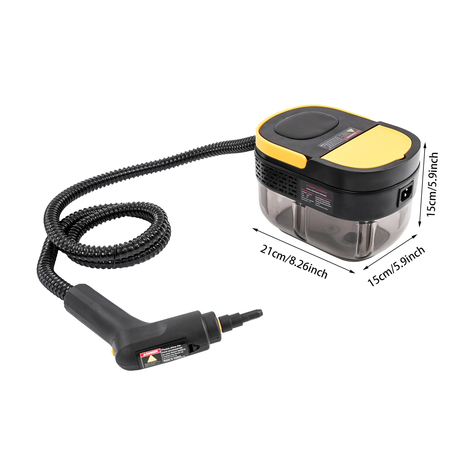 Limpiador a vapor de mano, 1500 W, con mango ajustable, depósito de agua de 1,6 L, mopa de vapor, limpiador de vapor portátil para ventanas, cocina, suelo, tapicería, baño, coche