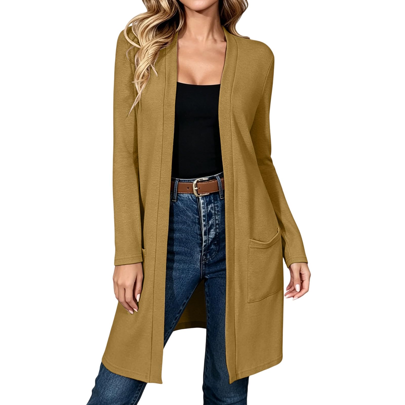 Cardigan Donna Leggero a Maniche Lunghe Maglione Tinta Unita Comodo Casual | Tessuto morbido e piacevole sulla pelle, comfort quotidiano, vestibilità comoda, ideale per casa ufficio e tempo libero