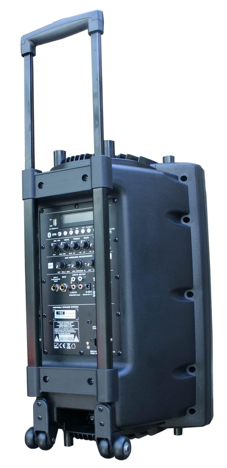 E-Lektron Bluetooth Karaoke Partybox mit 2 Funkmikrofonen – Mobile Lautsprecher EL30-M Komplettset mit Akku, USB, SD & Radio