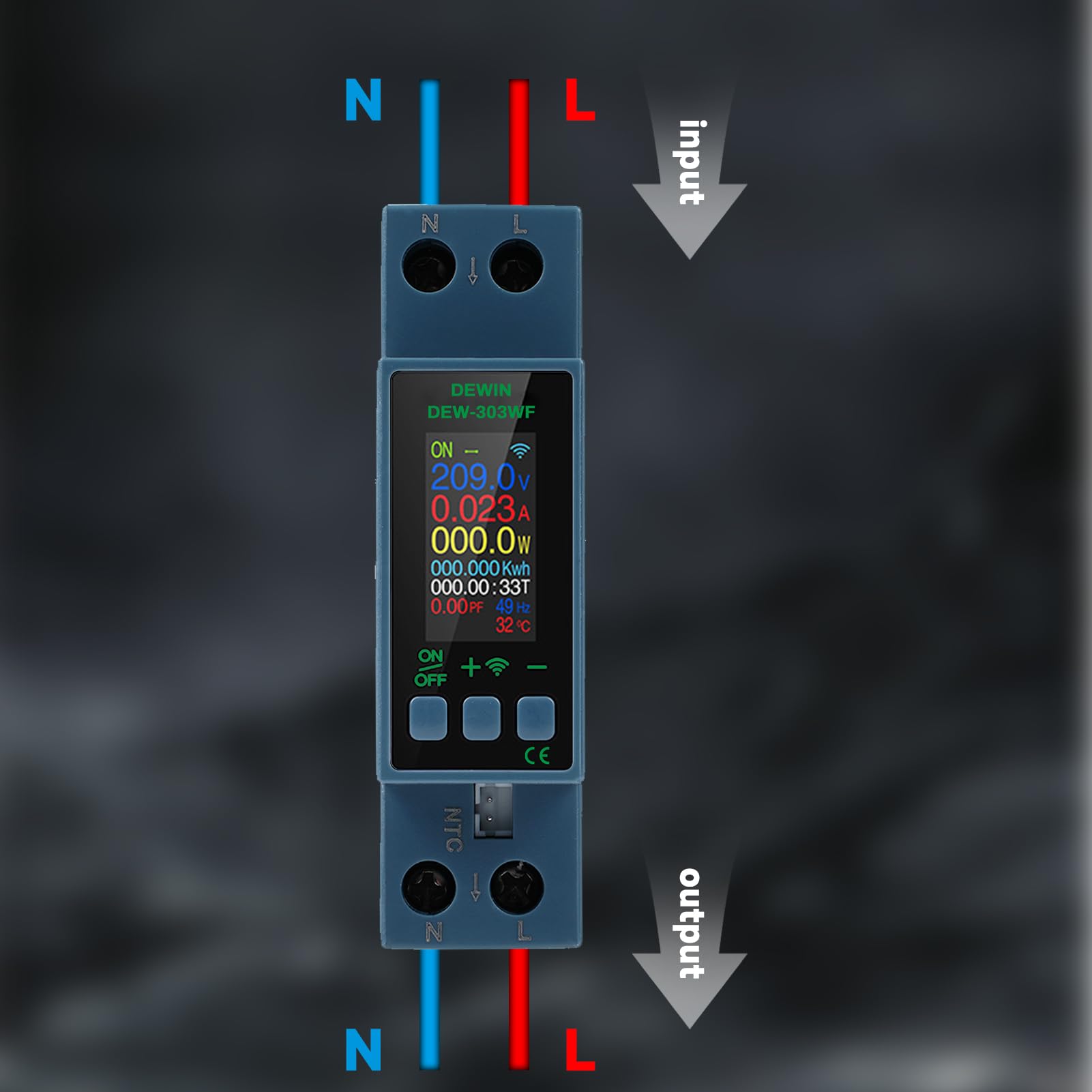 DEWIN Multifunkcyjny miernik napięcia AC i prądu AC85-290V/40A, z wyłączeniem przegrzania i przeciążenia (8 w 1 wifi)