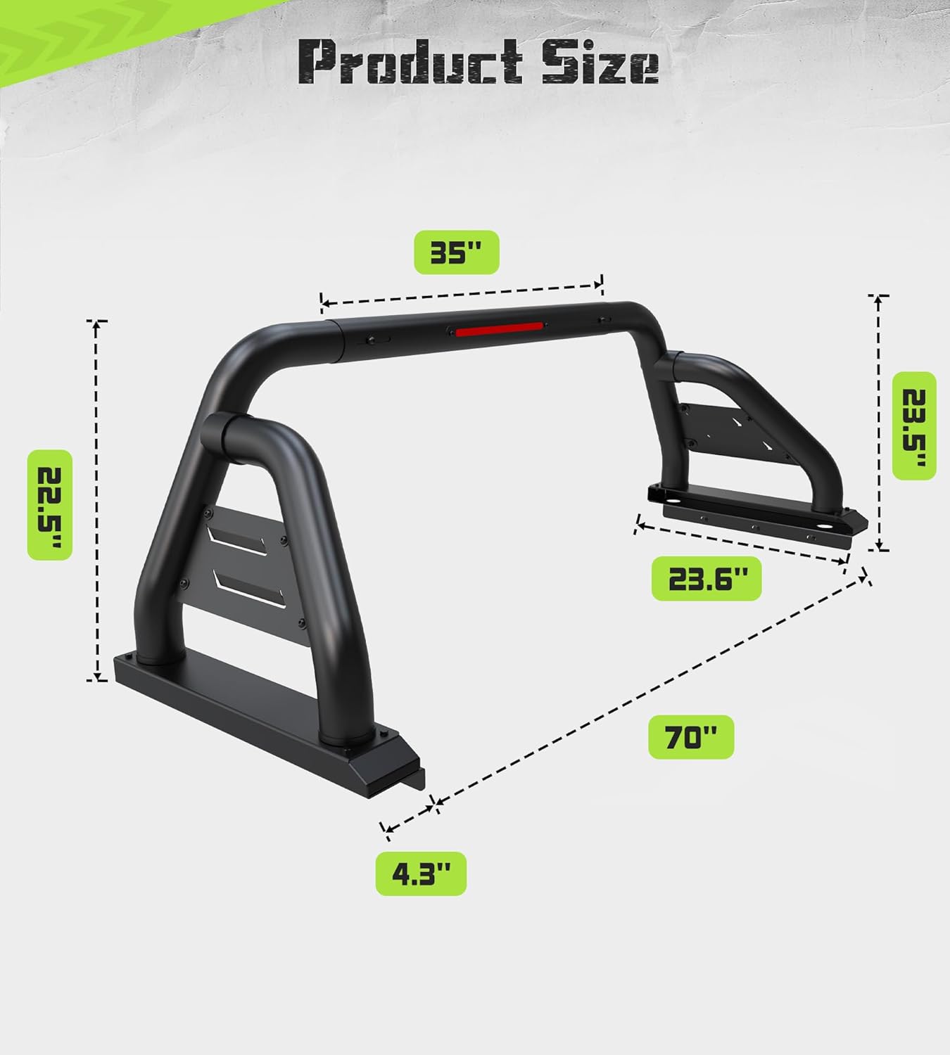 StarONE Adjustable Truck Bed Sport Roll Bar,Chase Rack with Brake Lights fit for Full Size Pickup Trucks
