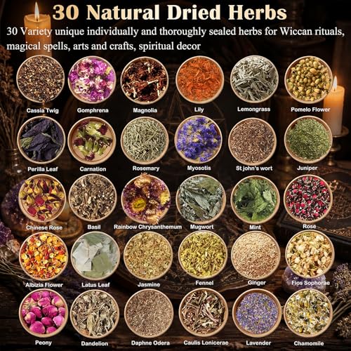 Kit de Hierbas y Flores Secas para Hechizos 30 Botellas miniatura 2