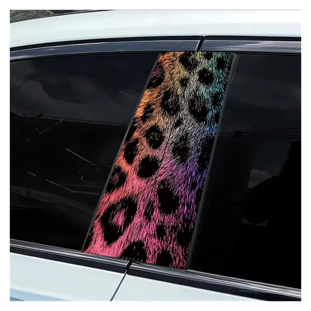 Auto Accessory 2 PCS Car Window Pillar Stickers Leopard Print Smooth Material Protection Film