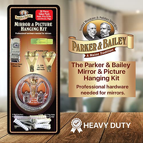 Image of Parker & Bailey 28 Pieces Picture Hanging Kit - Heavy Duty Picture Hanging Kit Hardware Wire Nails Clips Hooks for Hanging Picture Frames Collage Decor Wall Hanging Kit Easy Tools Picture Hanger