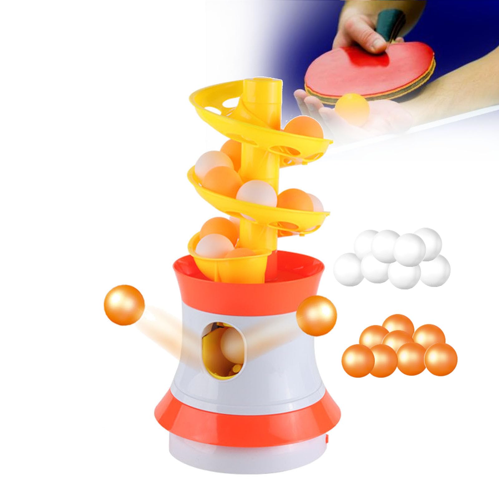Macchina per palline da ping pong, con 16 palline da ping pong, girevole, automatico, per allenamento e intrattenimento al chiuso e all'aperto