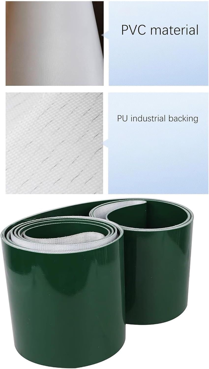 Cinta transportadora de PVC resistente, 0,5 mm de grosor, diseño plano para líneas de montaje, procesamiento de alimentos y manipulación de materiales, duradera, flexible y fácil de limpiar