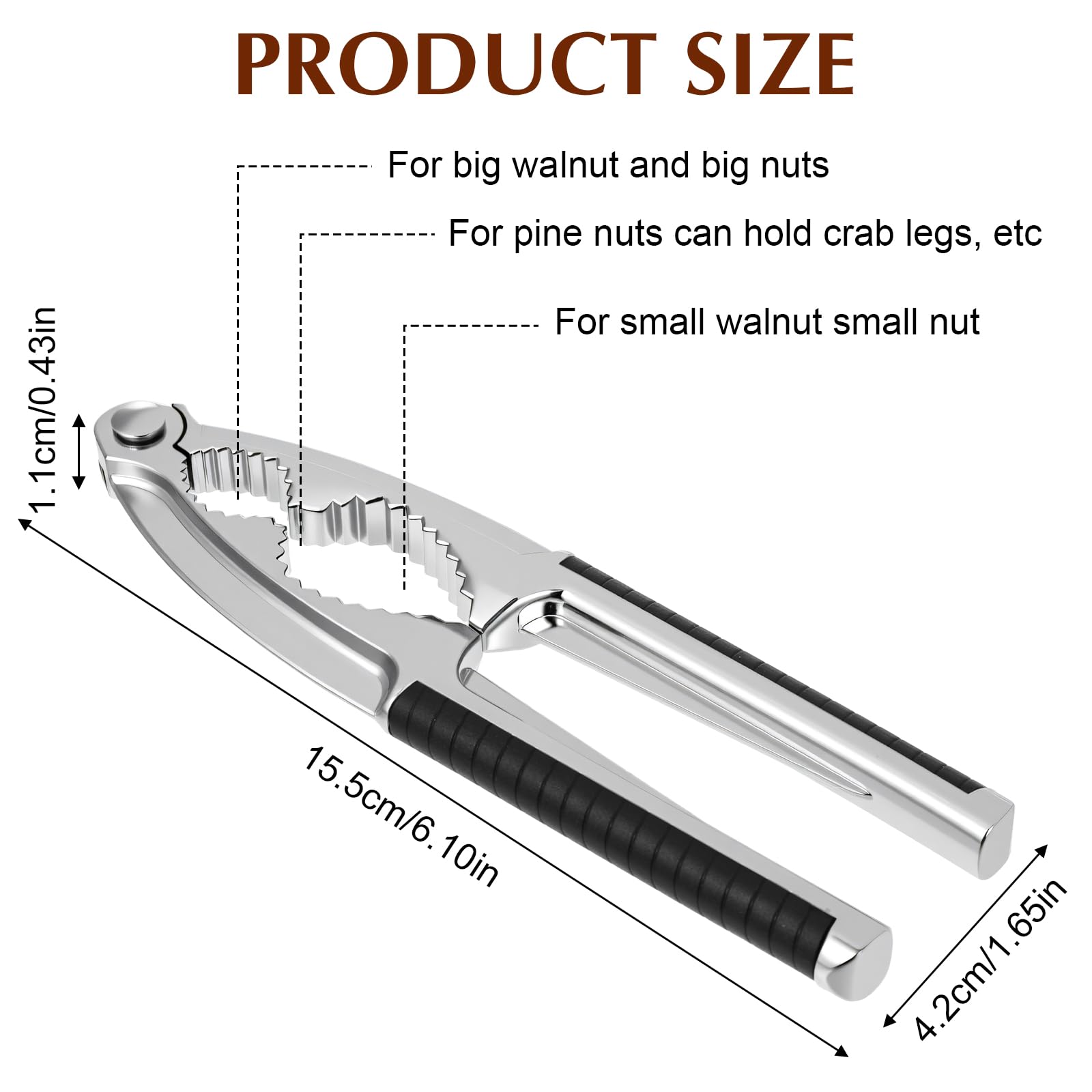 Nut & Lobster Cracker, Stainless Steel Seafood Crackers Nut Cracker Heavy Duty Shellfish for Eating Stake Support, Seafood Tools for King Crab Legs Shellfish Claw Silver