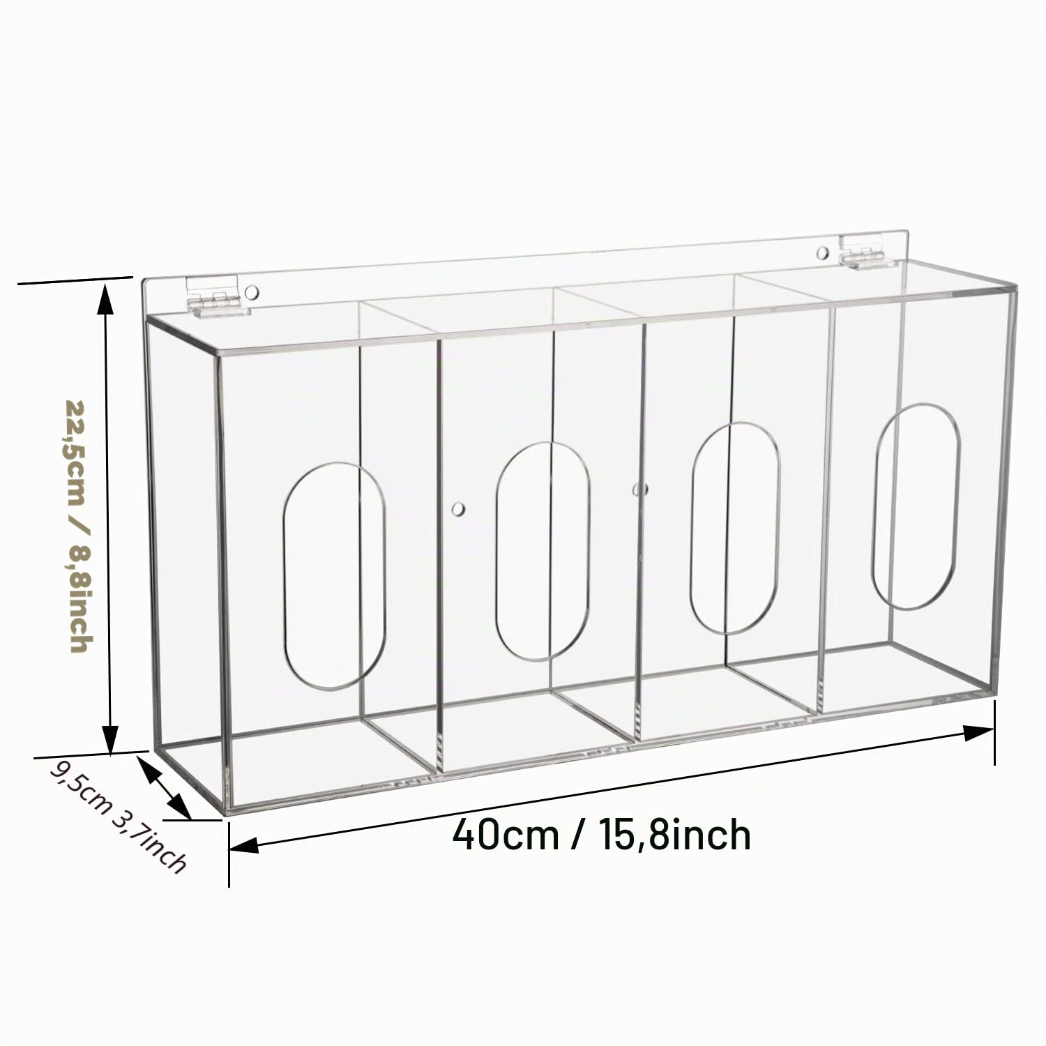 Haarnetz- und Schuhüberzug-Spender, Einwegmaske, Acryl, 4 Behälter, Kunststoff-Handschuhfach, Halterung, transparent, stehend/Wandhalterung, Organisationswerkzeug – Labor, Küche & Restaurant