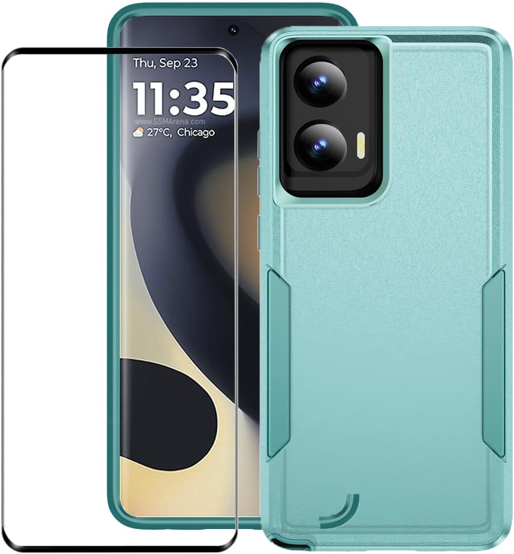 JIAFEI Cover Rugged Per Motorola Edge 20 Pro - Con Protezione Schermo Integrata, AntiuRto 360°, Trasparente, Nero