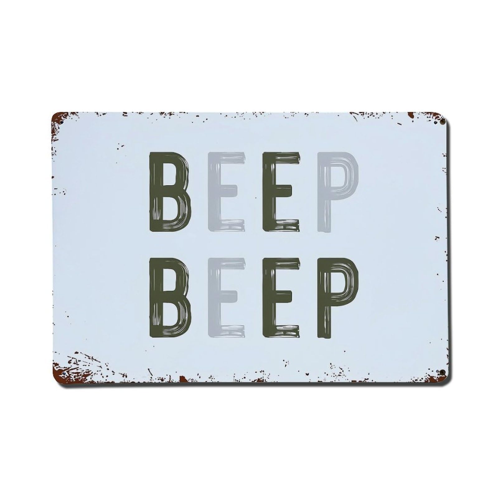 Beep Beep Text Pattern Print Metal Tin Sign Plaque