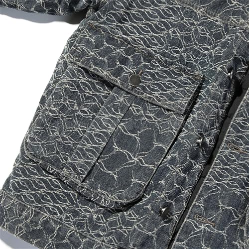 Men's Retro Denim 2-Piece Set, Casual Loose Jacket with Wide-Leg Straight Jeans Set3