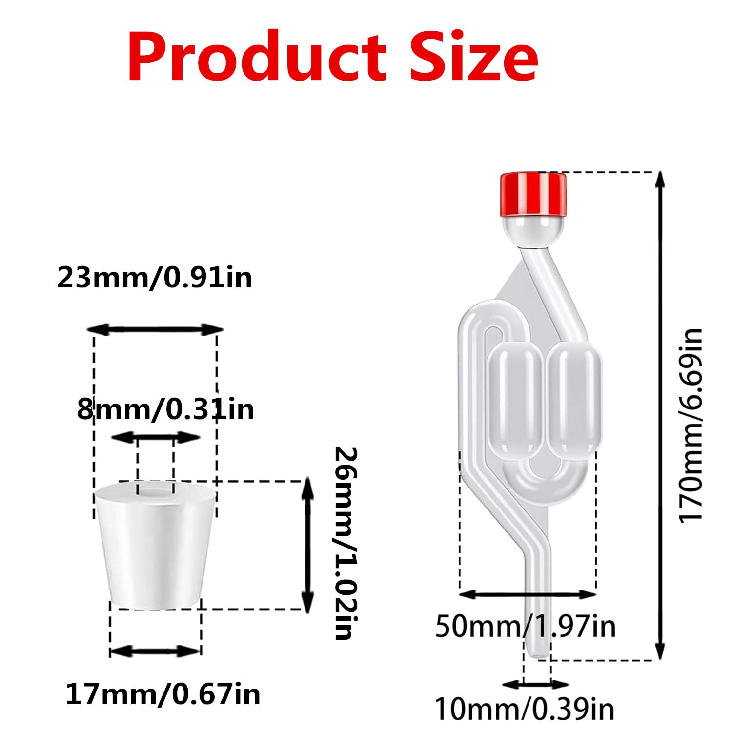 Gorgogliatore Fermentazione Plastica,Gorgogliatore HASLED con Tappi in Gomma,Airlock di Fermentazione la Produzione di Birra,Vino,Sottaceti (plastica)