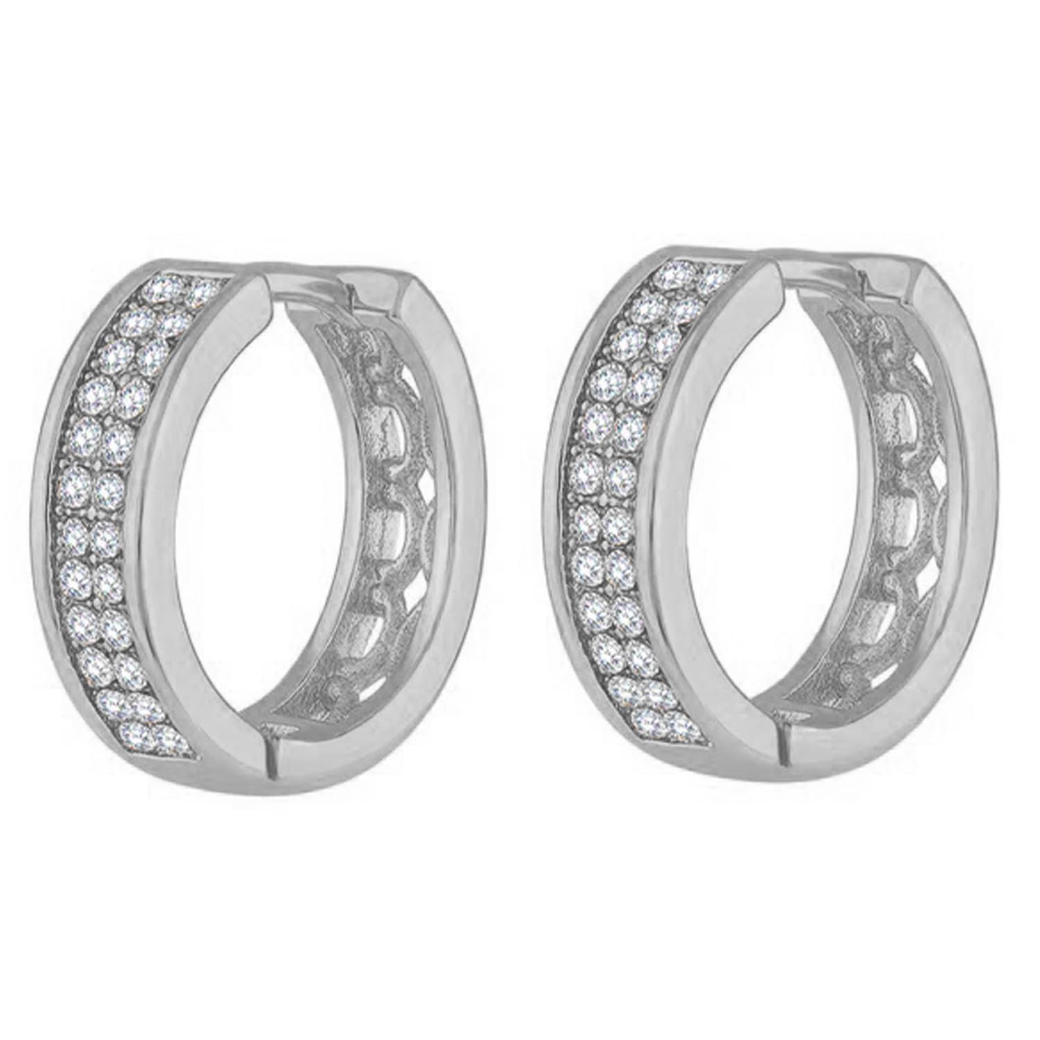 FASHIONS Trendy 14K Silver Plated White Stone Piercing Hoop Ear Earring Kan Kaan Ka baliyan bali for Mens Boys