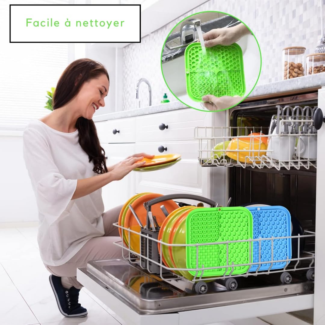 PARENCE.- Tappetino da leccare per cani e gatti - tappetino antistress con ventose, dispenser lento per dolcetti e cibo umido, cibo in silicone - colore casuale