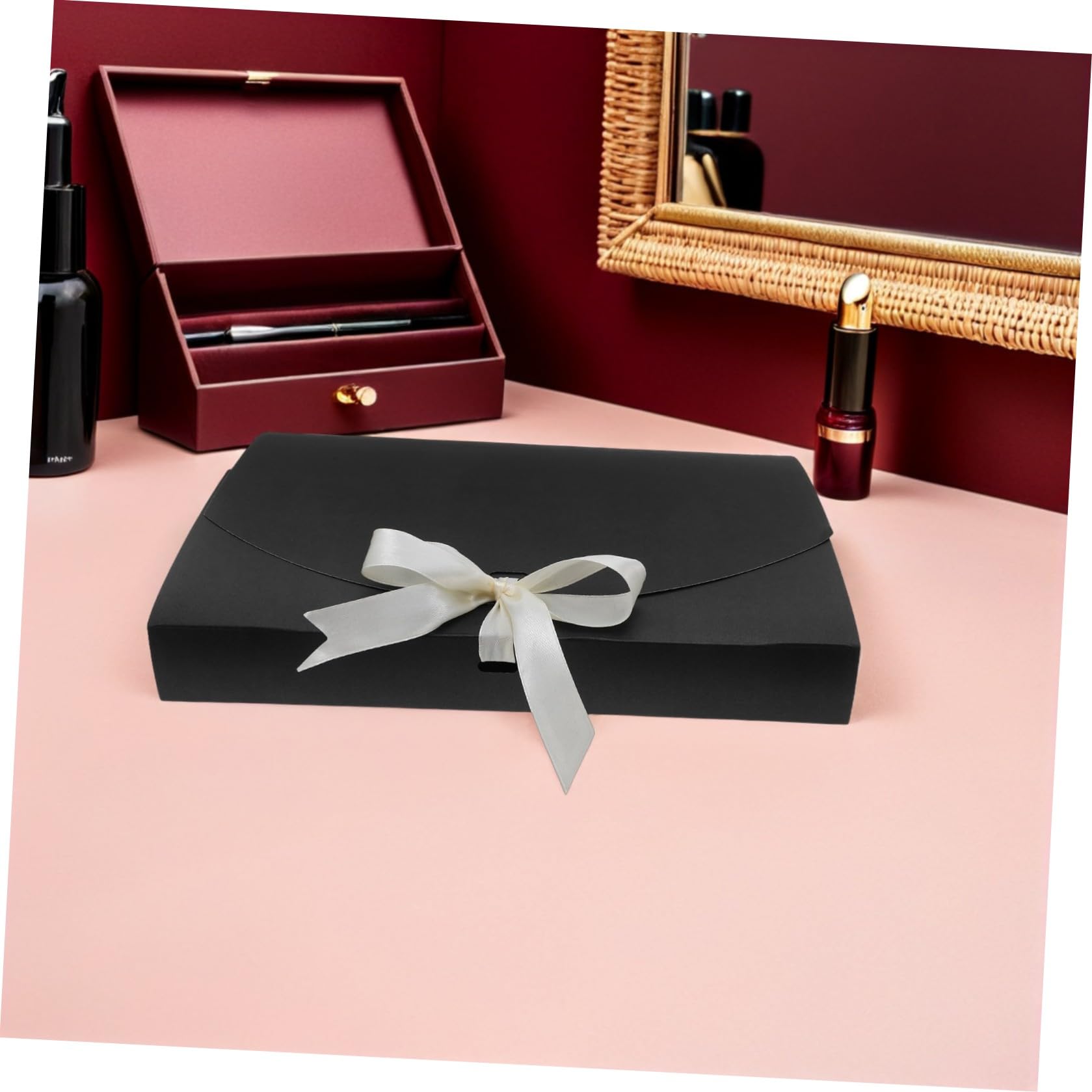 Holibanna Schwarzes Geschenkbox 20 Stück mit Schleifenband Rechteckige Verpackungen für Schals Hemden und Dessous für Valentinstag Hochzeit Babyparty und Feiern