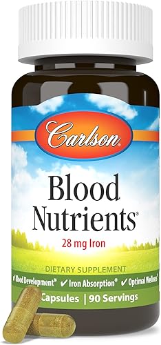 Miniatura 5 de Carlson - Nutrientes en la sangre, 28 mg de hierro, desarrollo sanguíneo, absorción de hierro y bienestar óptimo, 90 cápsulas