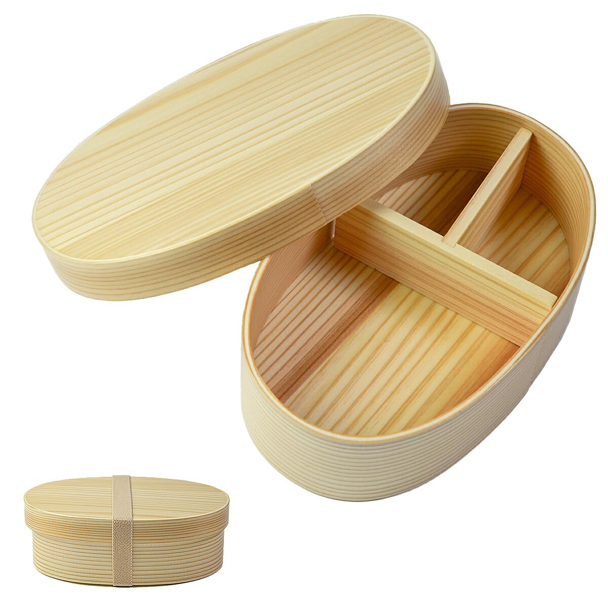 Okome no otomo Wooden Bendable Bento Box, Microwave Safe, Dishwasher Safe, Small, 16.9 fl oz (500 ml), Includes Divider, Lunch Band, Microwave, Women's, Elementary Schools, Kids, Wappa Bento Box, 1 : 
