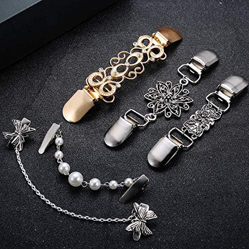 5 Stück Cardigan Clips Vintage - Zinklegierung Broschen Für Pullover & Kleider