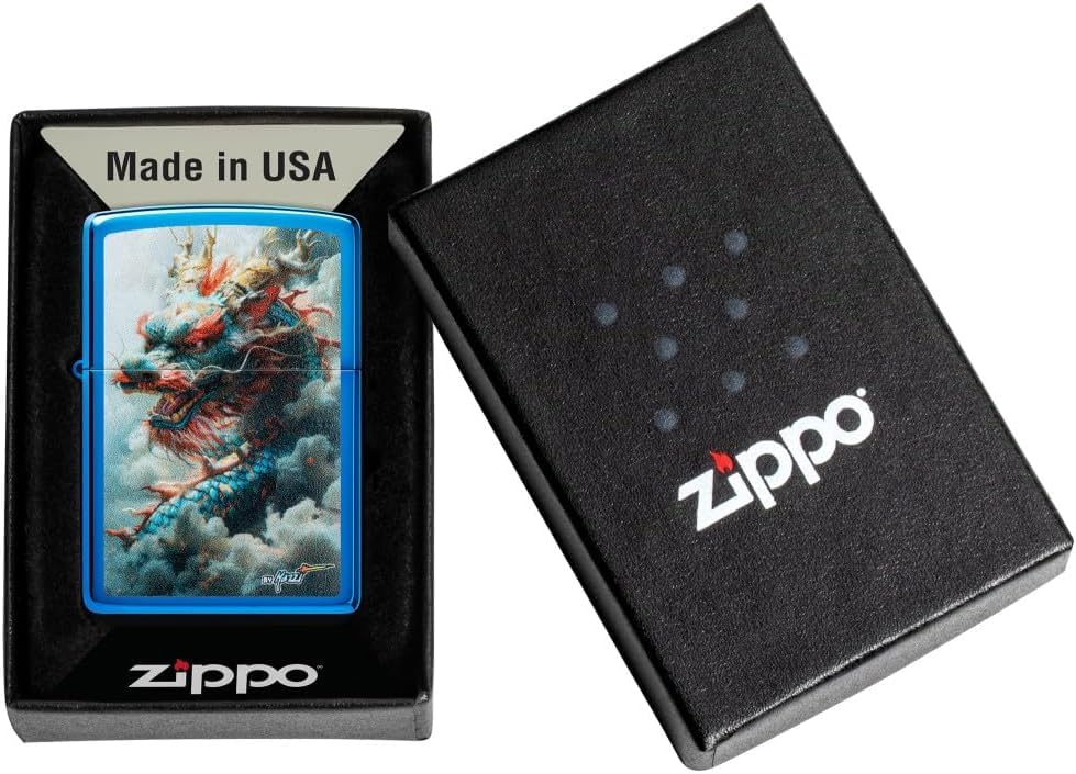 Encendedor Zippo con grabado personalizado Dragon azul miniatura 6