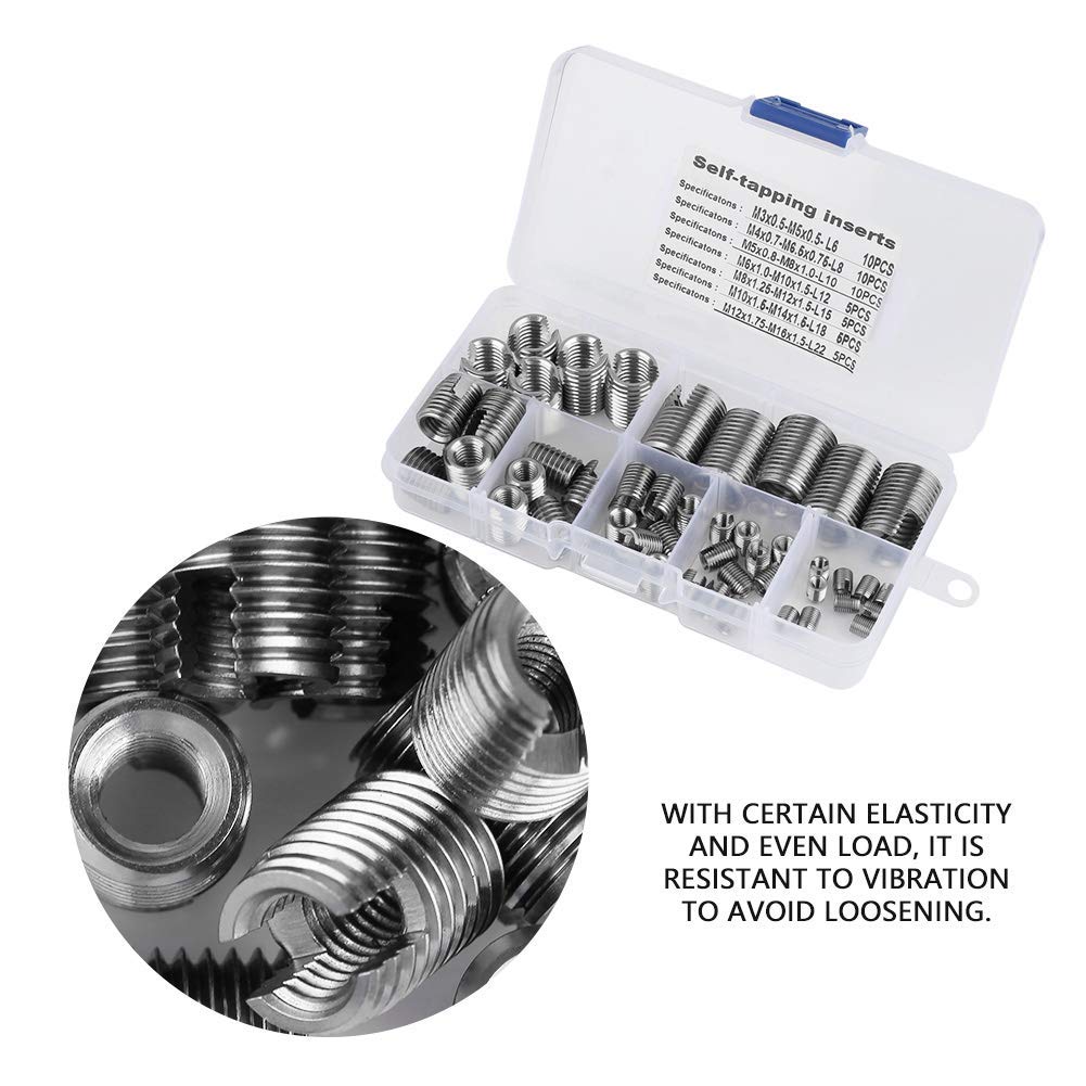 50 pcs Gewindeeinsätze 302 Edelstahl Innengewinde Selbstschneidende Gewindeeinsatz Set Gewinde Verstärken Repair Tool