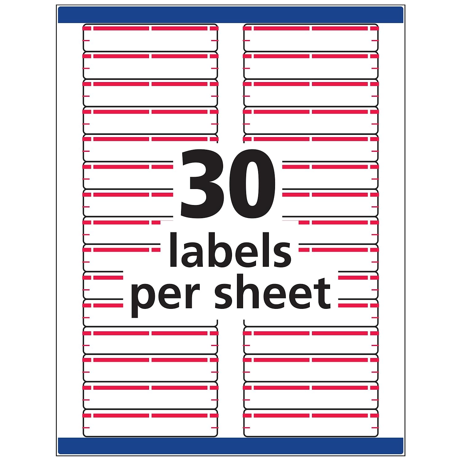New – Self-Adhesive laser/inkjet file Folder Labels, White, red Border, 1500/Box – 5066