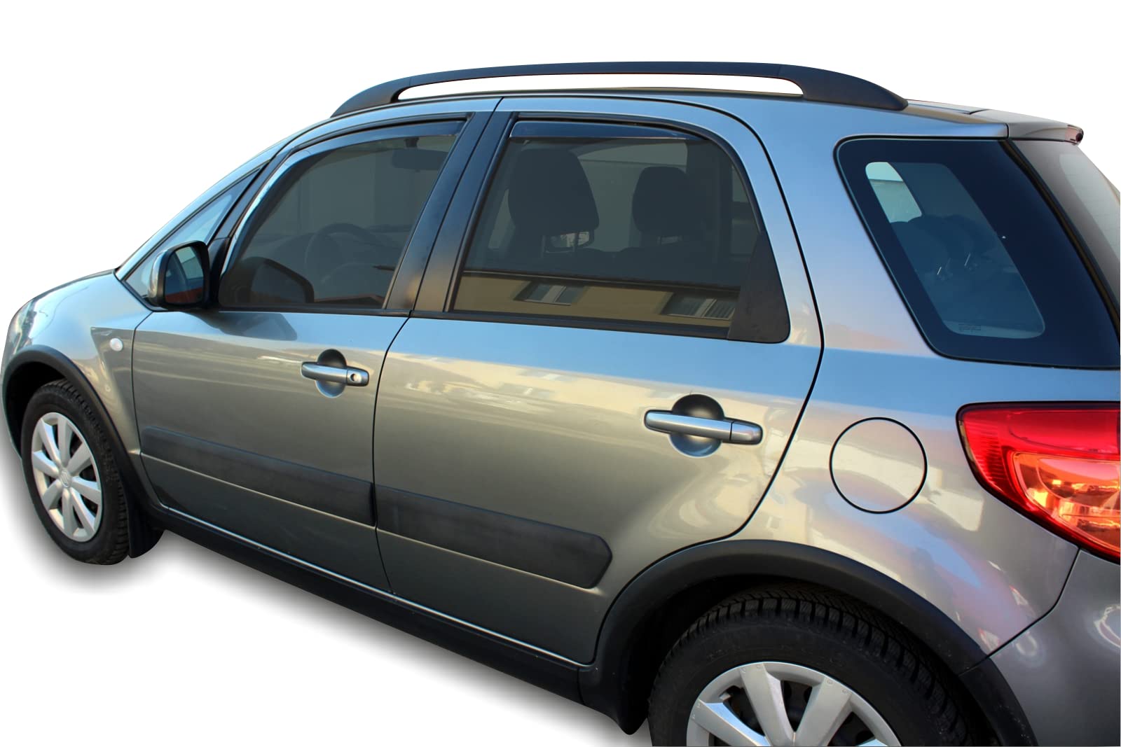 J&J AUTOMOTIVE Deflettori d'Aria per Fiat Sedici 5-Porte Berlina 2006-2014, Set da 4 Pezzi, Nero Fumé Oscurato Heko