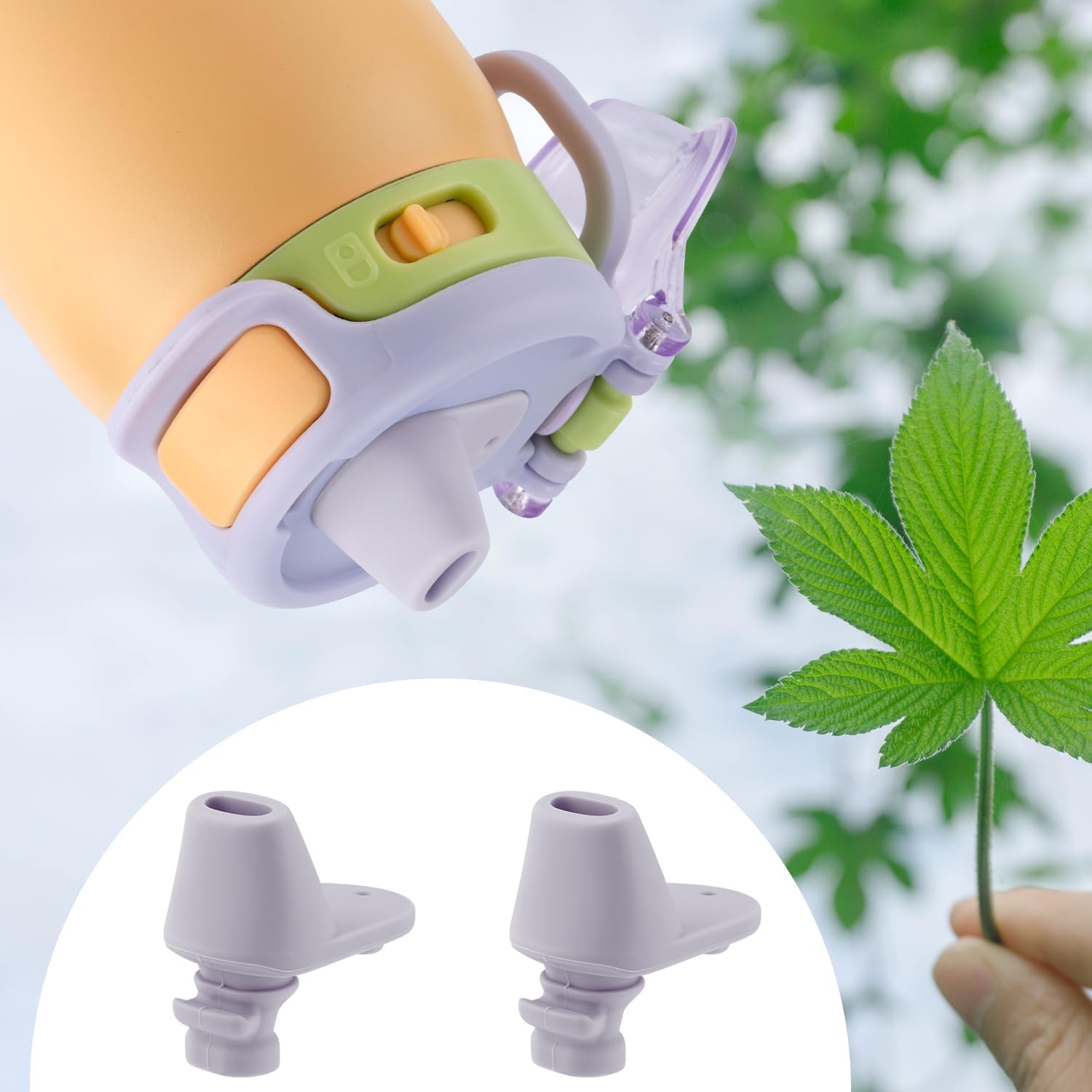 BOXOB 2pcs Spout Replacement for Ello Pop & Fill, 22oz/32oz Silicone Water Bottle Spout No BPA Water Bottle Mouthpiece Replacement Compatible with Ello Pop & Fill (Gray)