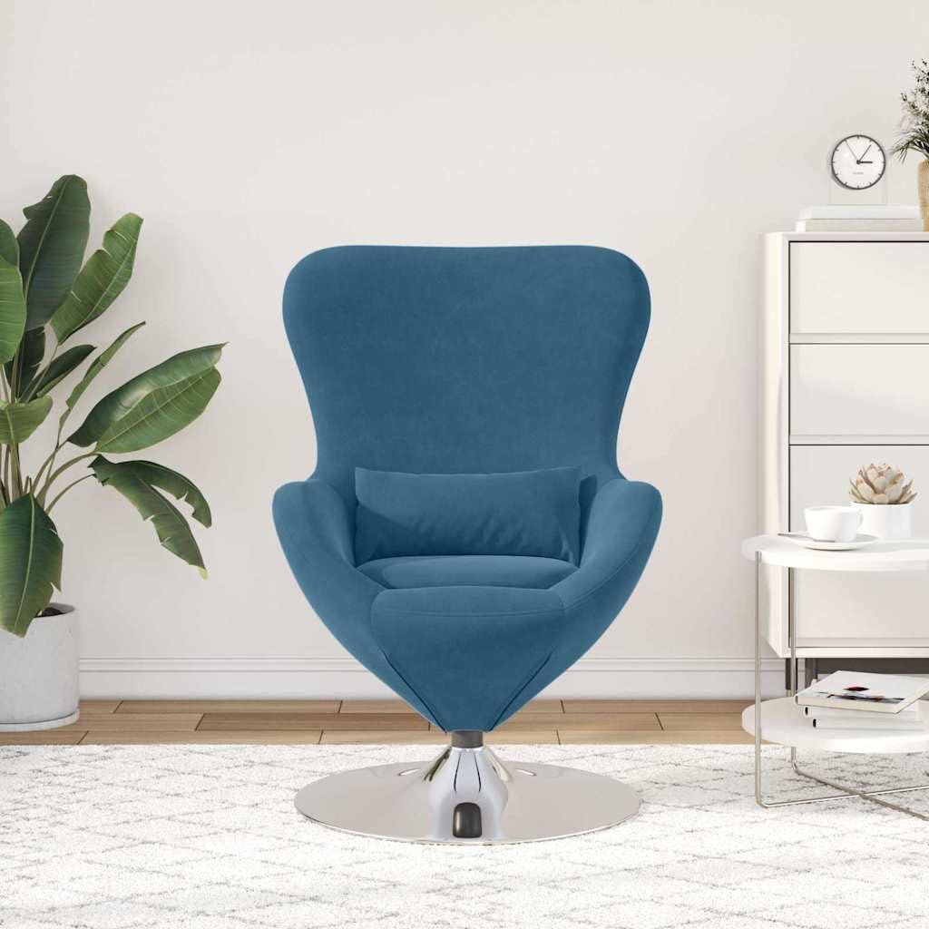 Moderner Loungesessel mit 360-Grad Drehfuß, Eiersessel mit Samtbezug und Schwenkfunktion, bequemer Drehsessel mit Samtbezug für Entspannung, Samt Sessel für Wohnzimmer