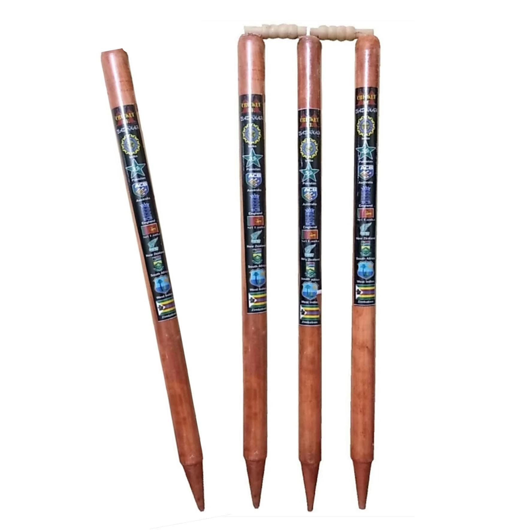 JaHaNa Sports Cricket Wooden Stump Pack of 3 Rolla Craft Black