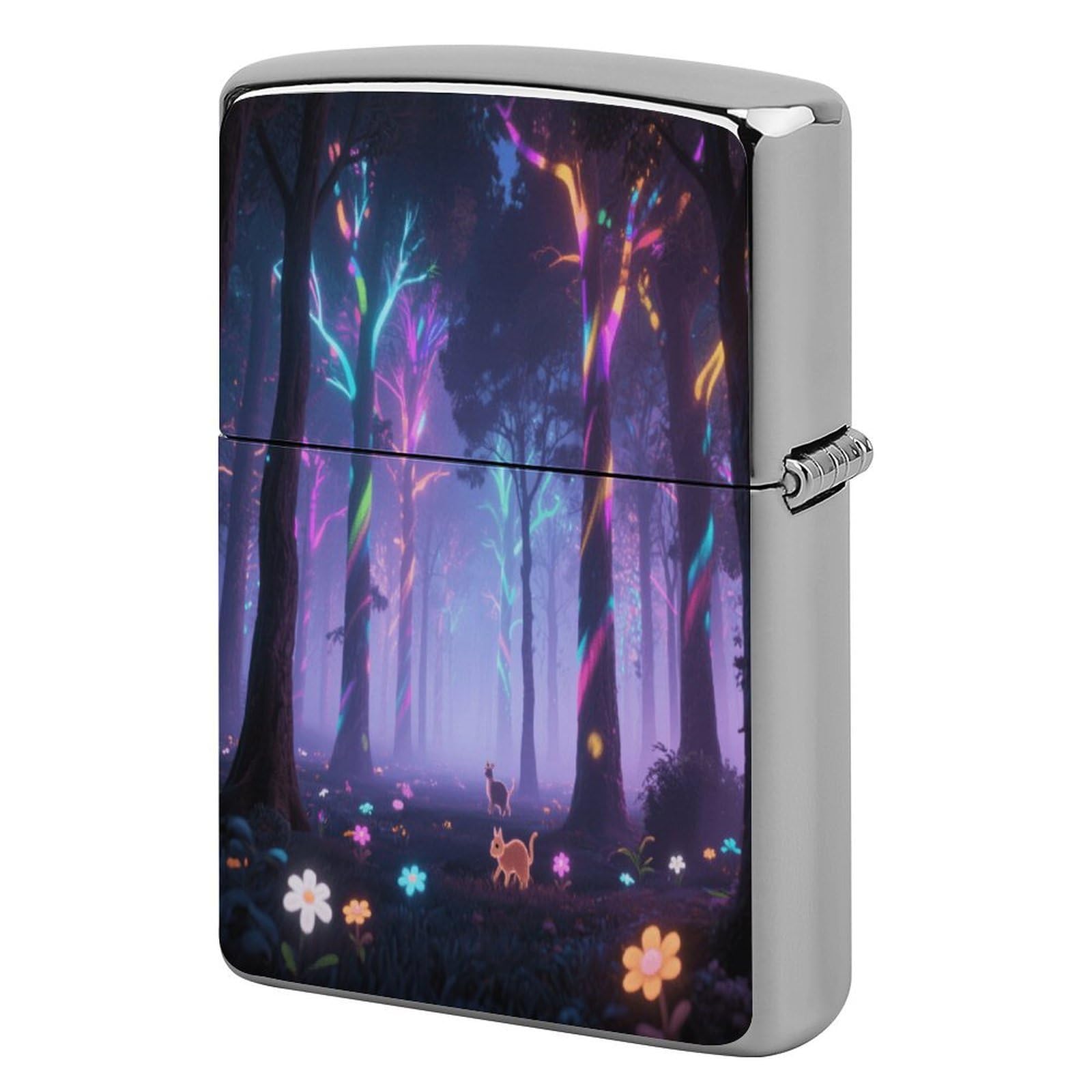Fekiloot Style Holographic Projection Forest Lighter Case Cover Metal Lighter Case