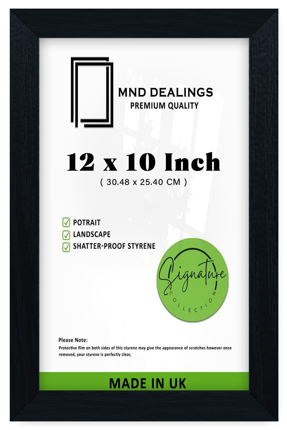 MND Dealings | MDF Picture Frame (30.48 x 25.40 CM) Ideal for Art, Posters & Certificates, Wall Gallery & Home Décor, 10 Ready to Hang for Instant Display [ Black ]