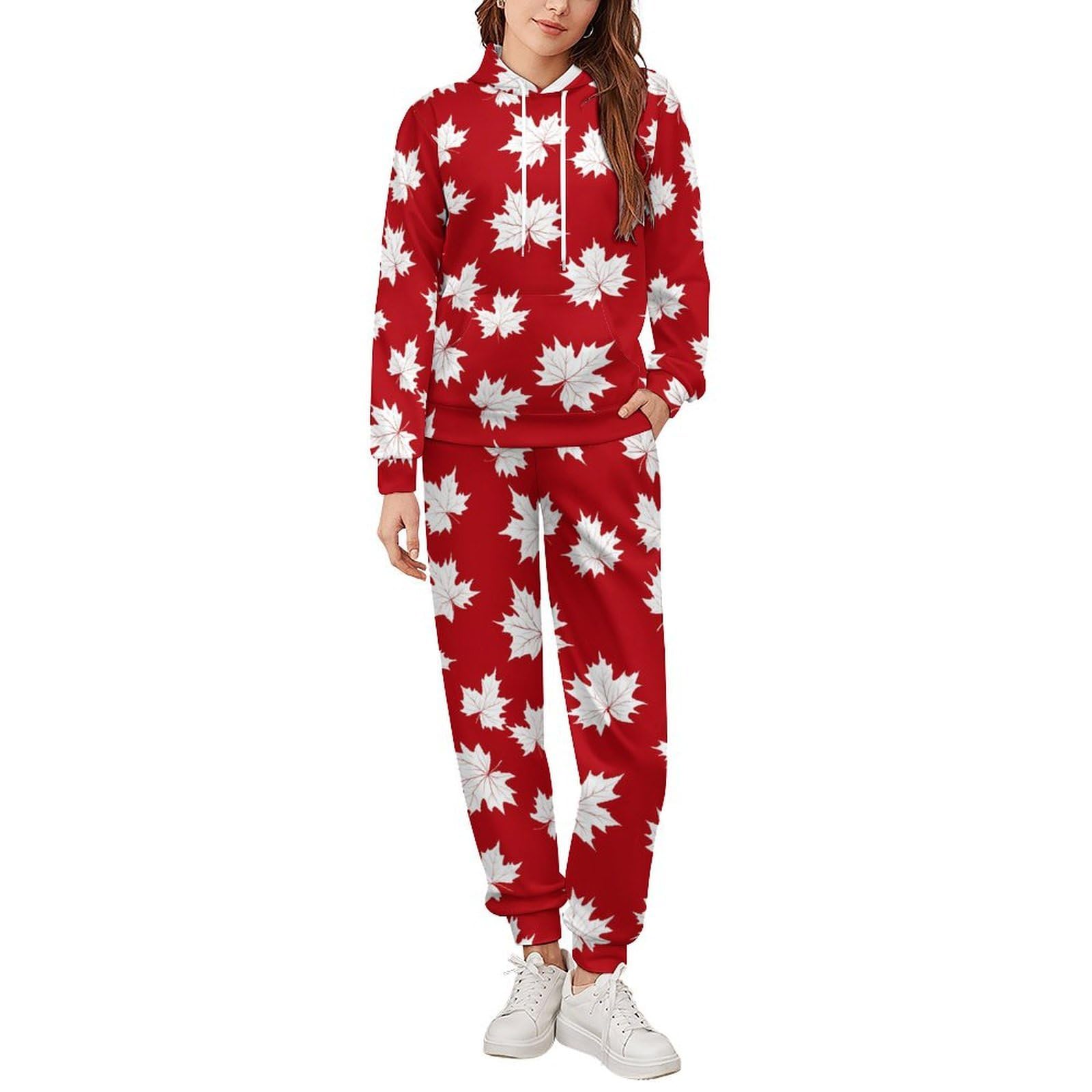 Canada acero Canada Flag Tute per gli Uomini Manica Lunga Felpa Con Cappuccio E Pantaloni Della Tuta Joggers Set Moda Tute