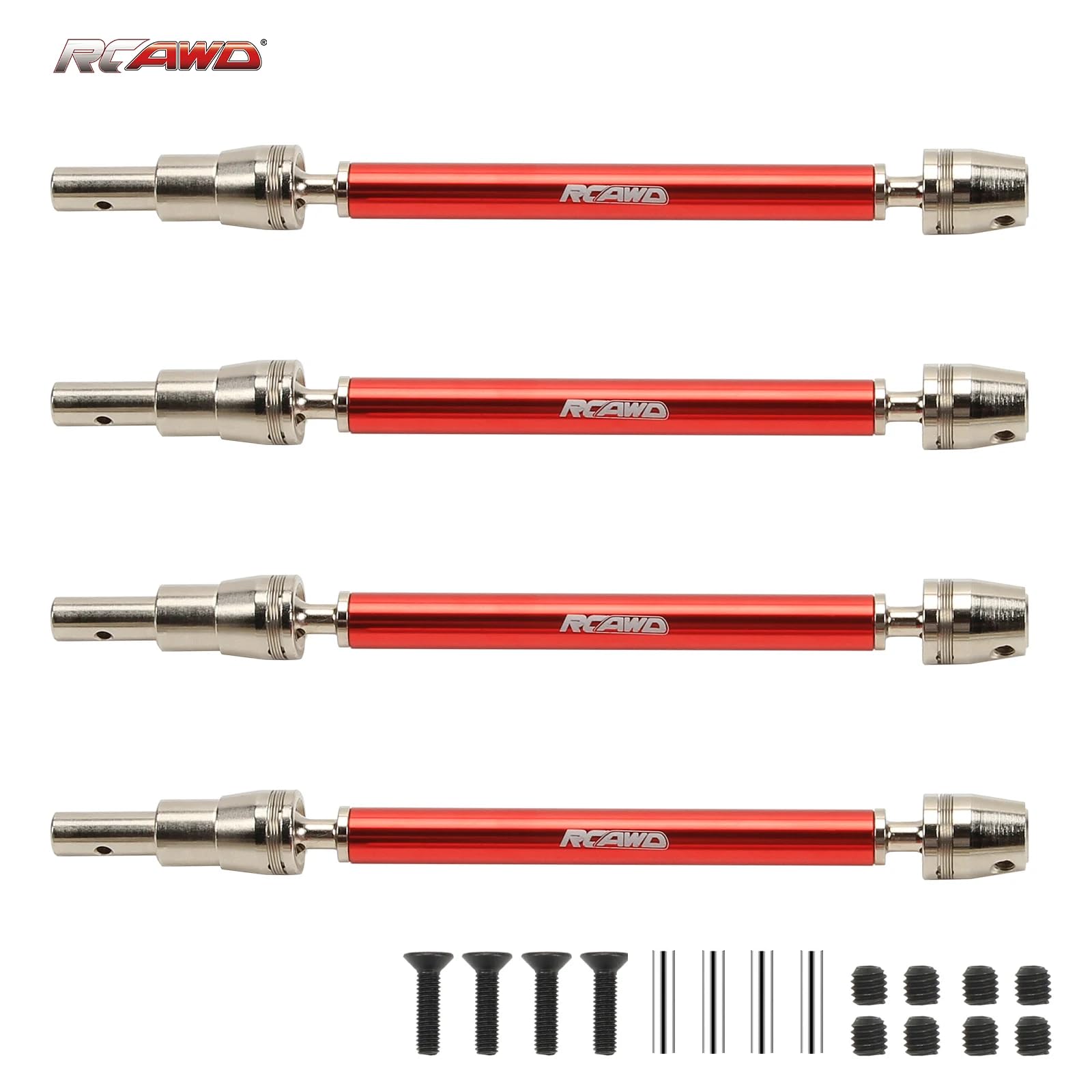 RCAWD Vorne/Hinten Schieber CVD Antriebswellensatz für 1/10 ARRMA 4s Outcast & Kraton V2 Upgrade-Teil 4-teiliges Set (rot)